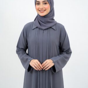 Silver Button Yoga Style Abaya