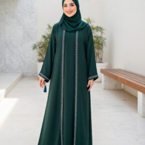 Double Touch Zoom Abaya – Attached Gown (Same Colour)